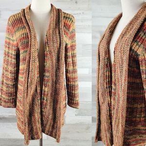 Alfred Dunner Fall Knit Multicolor Open Cardigan Sweater Women's Size Large